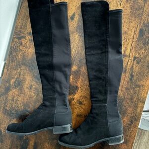 Stuart Weitzman Black Over-the-Knee Stretch Suede Boots